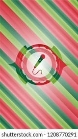 microphone icon inside christmas emblem background.