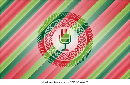 microphone icon inside christmas emblem.