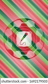 ícono de micrófono dentro de la insignia de estilo de Navidad...