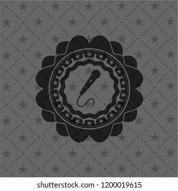 microphone icon inside dark emblem