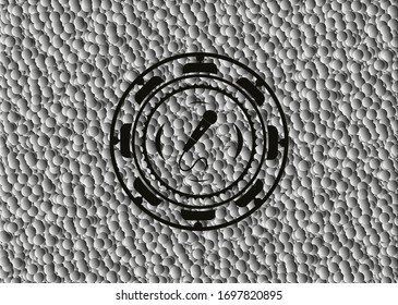 microphone icon inside dark emblem with grey bubbles background. Vector Illustration. Detailed.