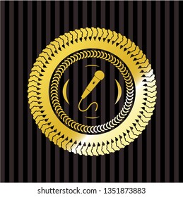  microphone icon inside gold badge or emblem