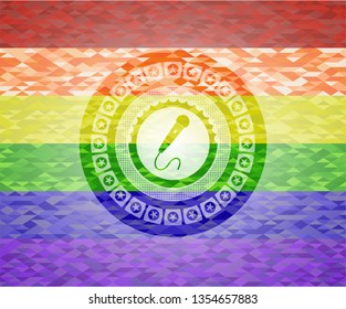microphone icon inside lgbt colors emblem 