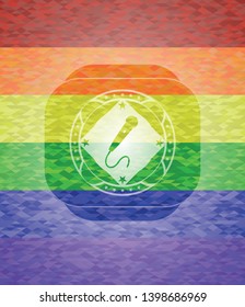microphone icon inside lgbt colors emblem 