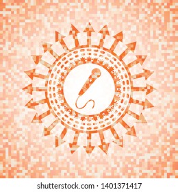 microphone icon inside orange mosaic emblem