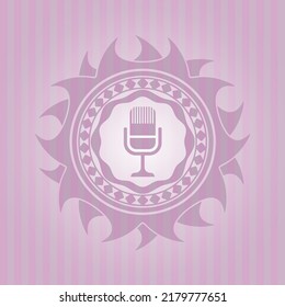 microphone icon inside pink icon or emblem. Conceptual design.