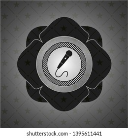 microphone icon inside realistic dark emblem