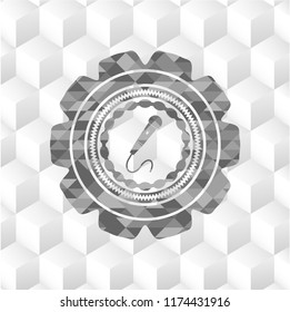 microphone icon inside realistic grey emblem with cube white background