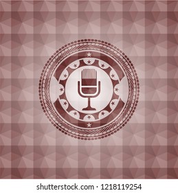 microphone icon inside red badge with geometric pattern. Seamless.