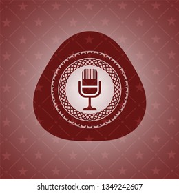 microphone icon inside red emblem. Vintage.