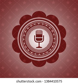 microphone icon inside red emblem. Vintage.