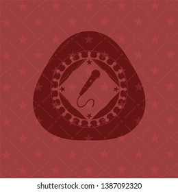 microphone icon inside red icon or emblem