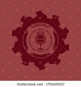 icono del micrófono dentro del icono o emblema rojo