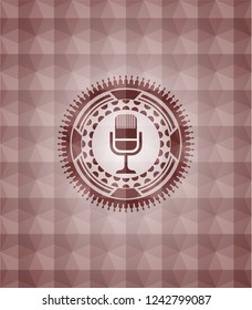 microphone icon inside red polygonal badge. Seamless.