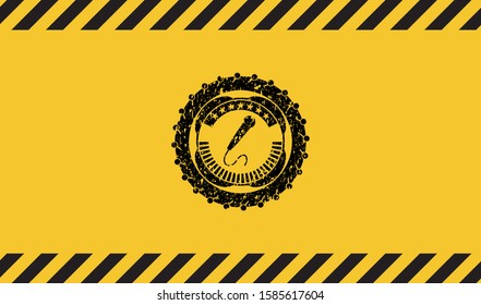 microphone icon inside warning sign, black grunge emblem. Vector Illustration. Detailed.