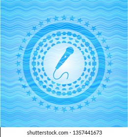 microphone icon inside water representation style emblem.