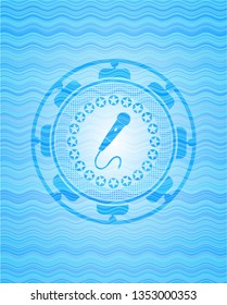 microphone icon inside water wave representation style badge.
