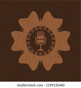 microphone icon inside wood signboards