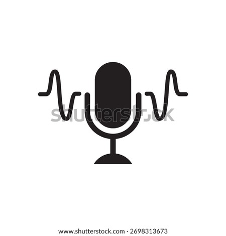 Microphone icon integrated with a wavy equalizer in a solid bold style.