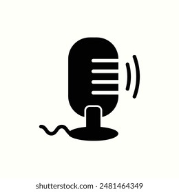 microphone icon, isolated black glyph icon theme ui