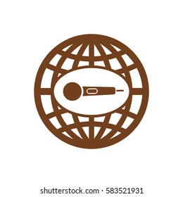 Microphone  icon,  isolated. Flat  design.