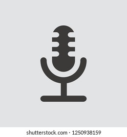 Microphone icon isolated of flat style. Vector illustration.