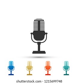 Microphone icon isolated on white background. Set elements in colored icons. Flat design. Vector Illustration