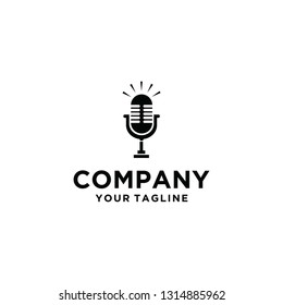 The microphone icon isolated on white background. Design elements for logo, Simple and clean flat design of the microphone logo template. 