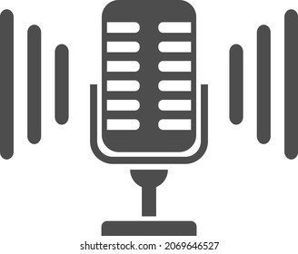 Icono de micrófono aislado en fondo blanco. Icono de micrófono negro en diseño plano. Ilustración de dibujos animados de un micrófono para su diseño. Vector.