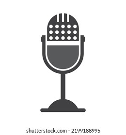 Microphone icon  isolated on white background. Podcast icon, voice recording. Retro microphone vector image