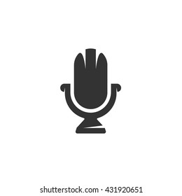 Microphone icon isolated on a white background. Logo silhouette design template. Simple symbol concept in flat style. Abstract sign, pictogram for web, mobile and infographics - stock vector