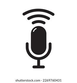 Icono de micrófono ilustración vectorial aislada en fondo blanco.