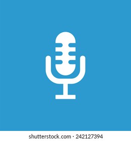 microphone icon, isolated, white on the blue background. Exclusive Symbols 