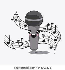 Microphone icon. Kawaii and technology design. Vector graphic
