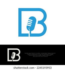 Microphone icon with letter B vector illustration. B Letter Music Logo design - vector template