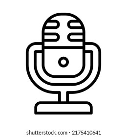 Microphone Icon. Line Art Style Design Isolated On White Background