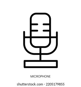 microphone icon. Line Art Style Design Isolated On White Background