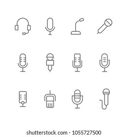 Microphone icon line icons stock vector image