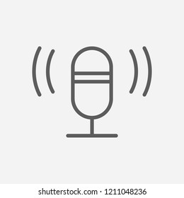 Microphone icon line symbol. Isolated vector illustration of  icon sign concept for your web site mobile app logo UI design.