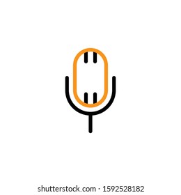 Microphone icon. Line and two colour design template