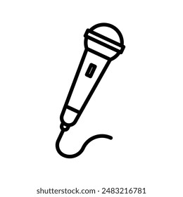 Microphone icon linear logo mark in black and white