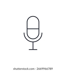 Icono del micrófono. Signo de estilo lineal para el concepto móvil y el Diseño web. Icono de Vector. Símbolo, ilustración del logotipo. Gráficos de Vector