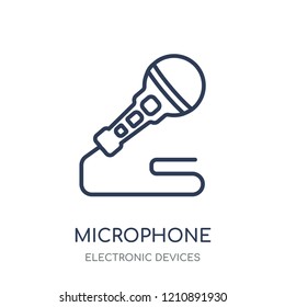Microphone icon. Microphone linear symbol design from Electronic devices collection.