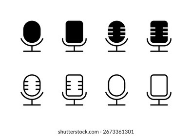 Diseño del logotipo del icono del micrófono. signo y símbolo del karaoke