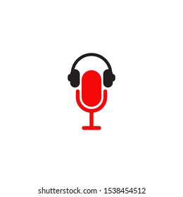 Microphone icon logo design vector illustration template