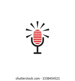 Microphone icon logo design vector illustration template