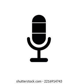 Microphone icon, logo flat design vector illustration on white isolated background.