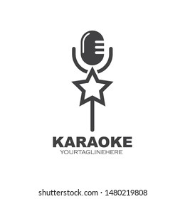 microphone icon logo of karaoke and musical vector illustration design template