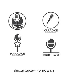 microphone icon logo of karaoke and musical vector illustration design template