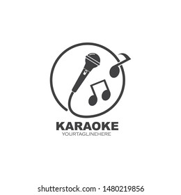 microphone icon logo of karaoke and musical vector illustration design template